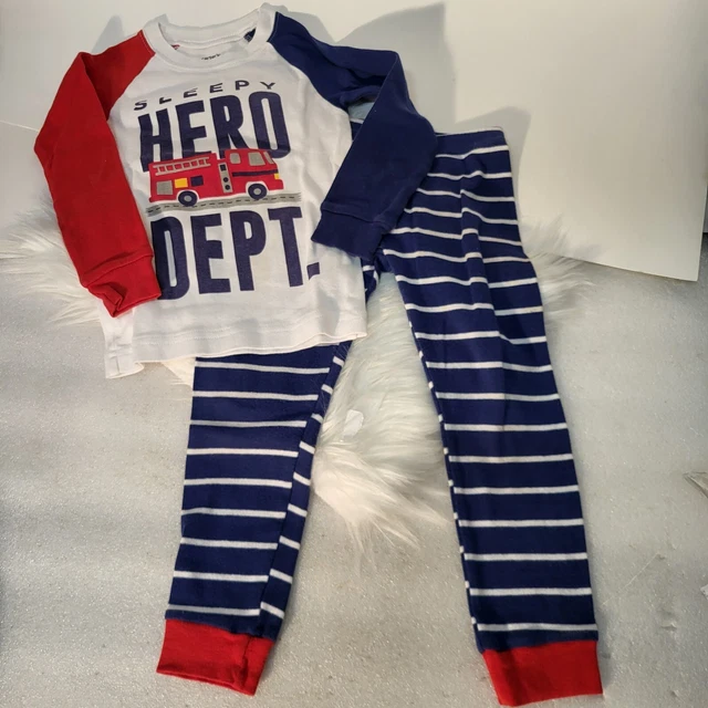 Carter's Toddler Boys Fire Truck Pajama set Snug Fit Long sleeve 3T
