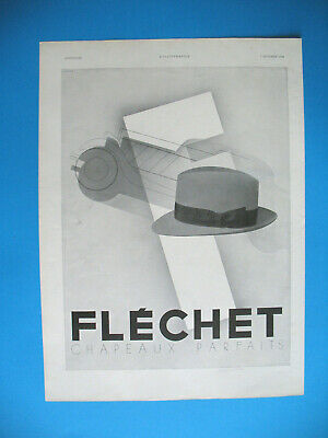 PUBLICITÉ DE PRESSE 1933  "chapeaux FLECHET-THOMSON machines parlantes" 