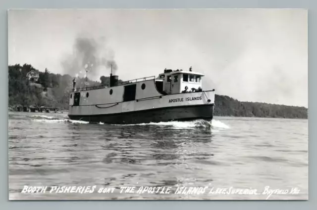 Booth Fisheries Boat Apostle Islands BAYFIELD Wisconsin RPPC Lake Superior Photo