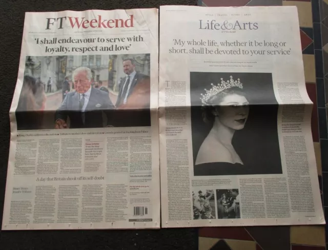 Financial Times FT Newspaper - 10 Sept 2022 - King Charles & Queen Elizabeth II