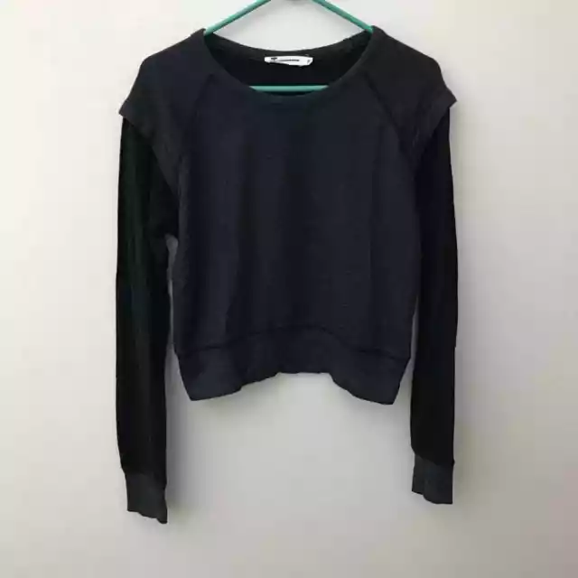 T Alexander Wang Gray Black Cropped Sweatshirt