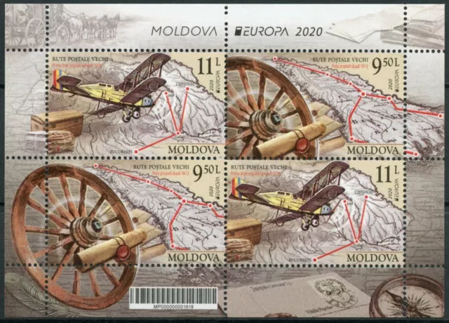 Moldova 2020 MNH Europa Stamps Ancient Postal Routes Servi=ces Aviation 4v M/S