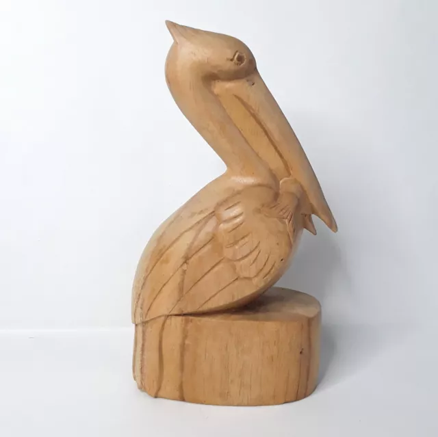 Hand Carved Bali Indonesian Wood Pelican 8" Figurine Bird Ocean Beach