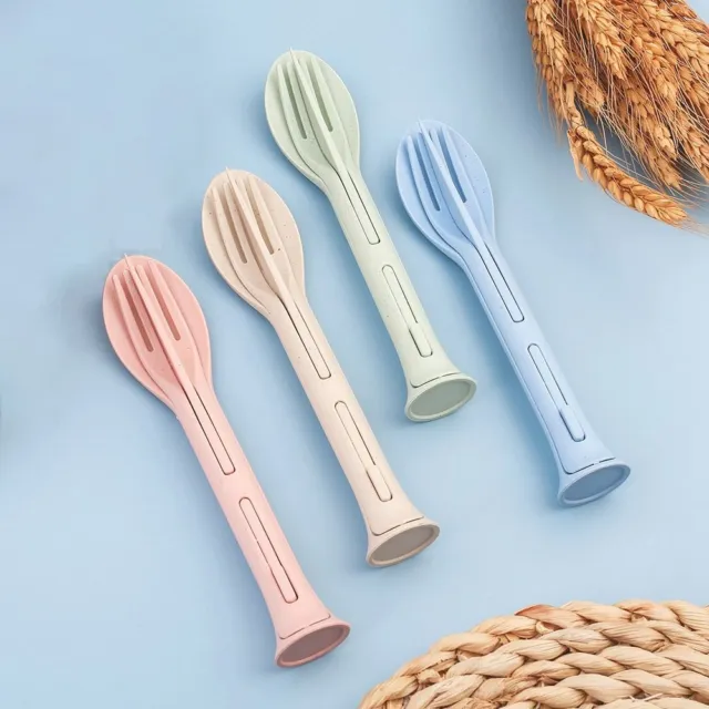 Travel Wheat Straw Tableware Dinnerware Sets Kitchen Gadgets Cutlery Set