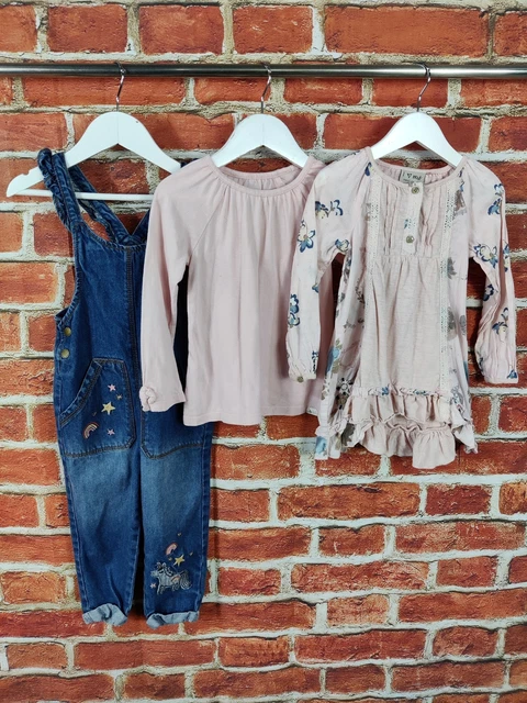 Girls Bundle Age 2-3 Years Next Gap Denim Dungarees Top T-Shirt Blouse Set 98Cm