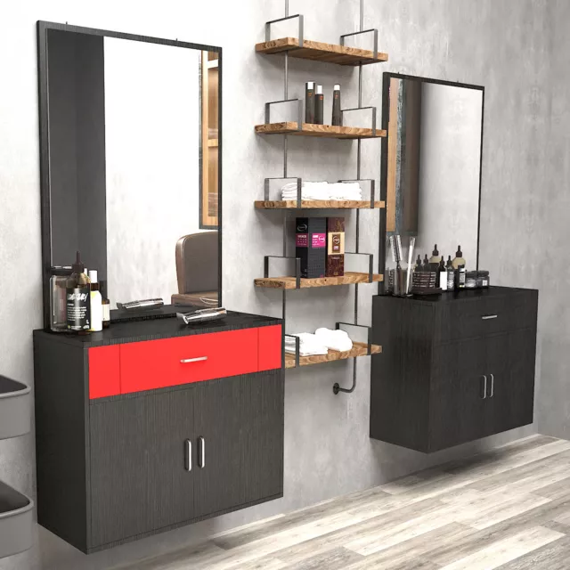 Wall Mounted Barber Salon Station w/Mirror Hairdressing Styling Beauty Equipment Wall Mounted Barber Salon Station w/Mirror Hairdressing Styling Beauty Equipment