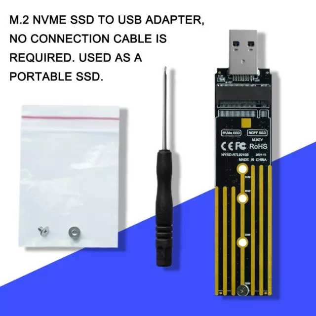 NVMe to USB Adapter, M.2 SSD to USB 3.1 Type A Card, Key M.2 Based 2022 H3L9