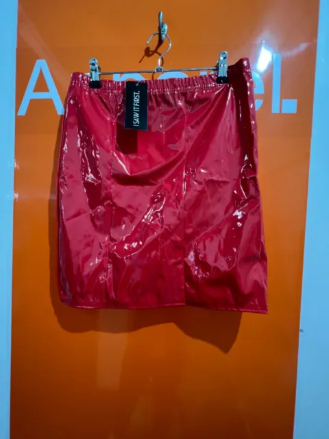 I Saw It First Vinyl Mini Skirt, Red, Size 14, Brand New With Tag