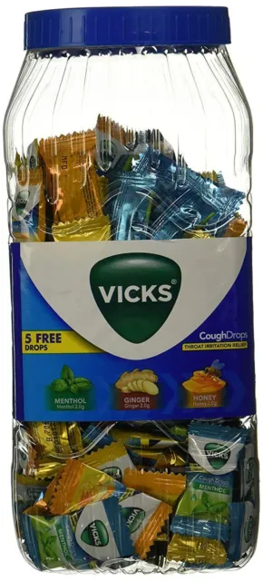 Vicks Cough Drops With Menthol, Ginger & Honey - Relieves Throat Irritation, 200