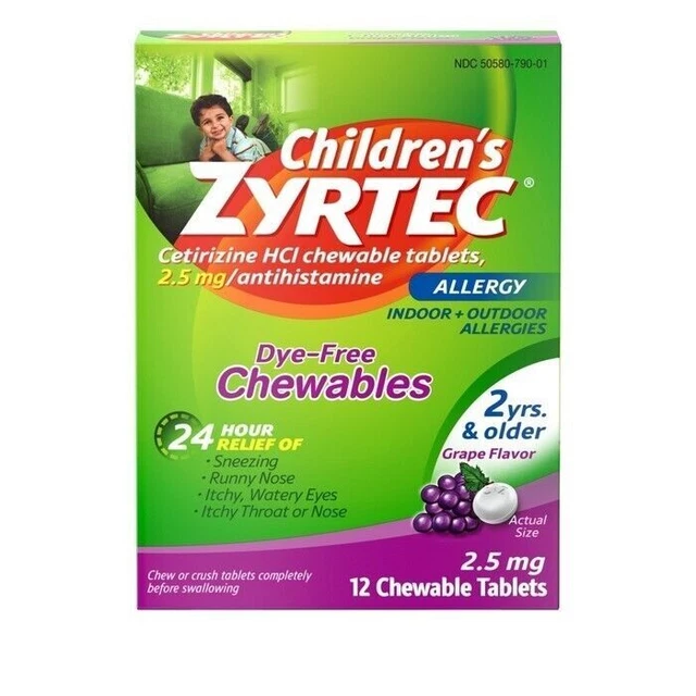 Zyrtec Children's Allergy Relief 12 compresse masticabili al gusto di uva