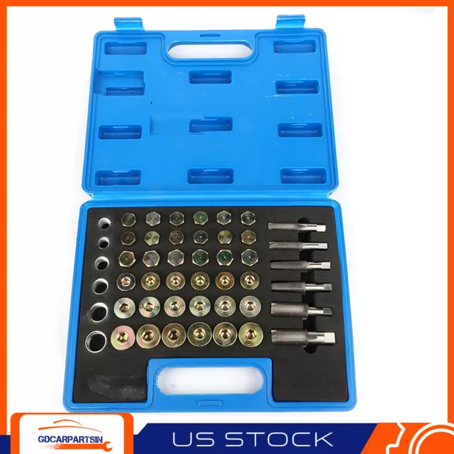 114Pcs Oil Pan Thread Repair Kits Sump Gearbox Drain Plug Tool M13 - M22