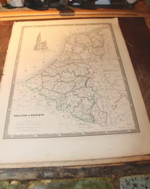 Card Atlas Of géographie1860 Holland And Belgium Monin Fon