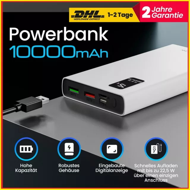 Powerbank Externer Batterie 10000mAh Schnellladegerät 22,5W Powerbank Mobiler