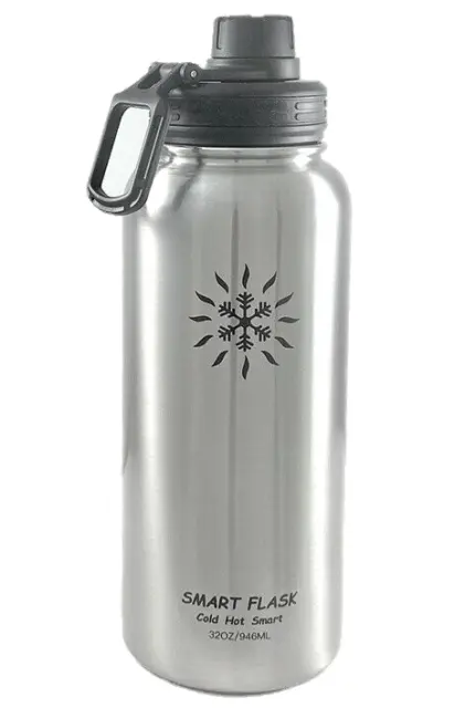 Smart Flask Stainless Steel Vacuum Insulated Water Bottle,Sport LId, 32oz