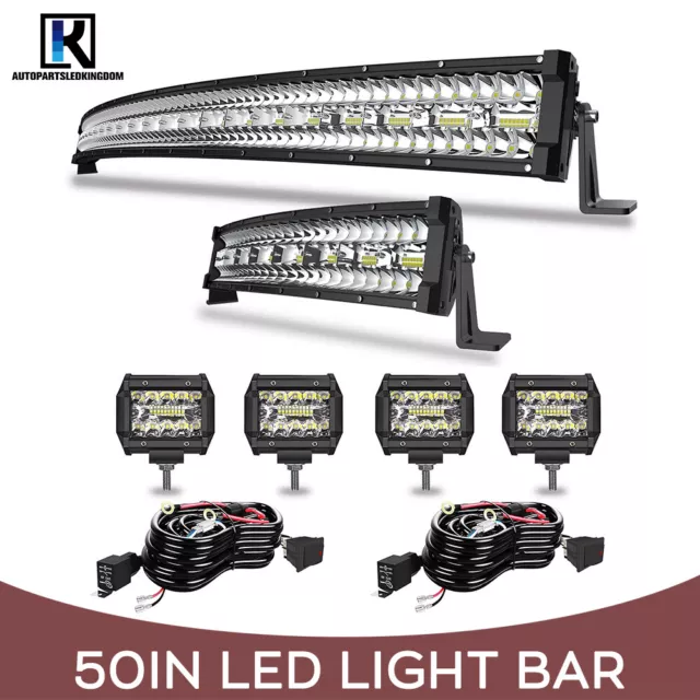 for for Jeep Wrangler JK CJ LJ TJ 50" Curved LED Light Bar 20/22 Bumper LAMP