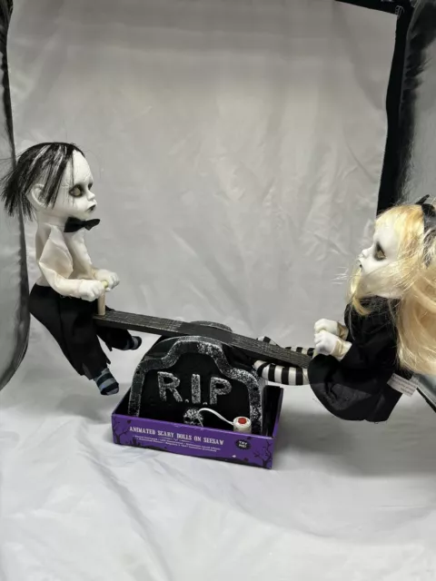 HTF PAC Halloween Animated Lighted Dead Kids See-Saw Teeter Totter Kitschy