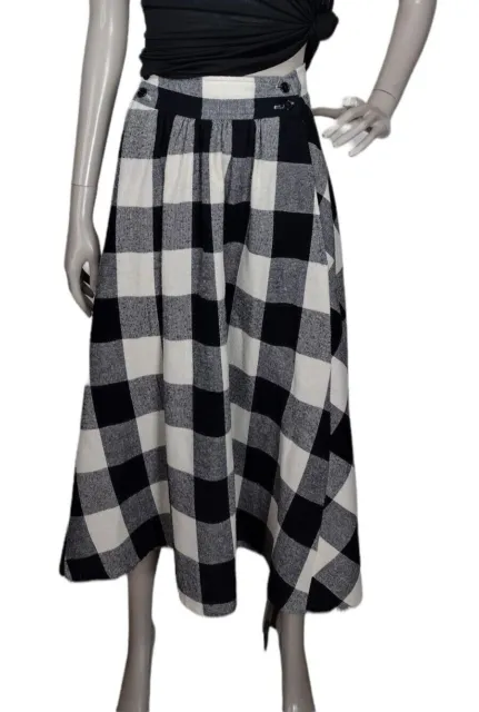 Vintage 70's Kensington Square High-Waist Wool Buffalo Plaid Check Full Skirt