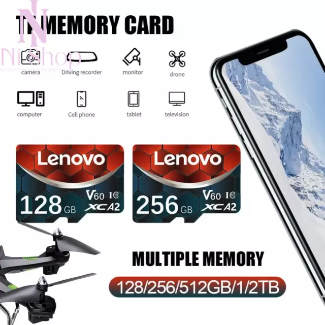 Lenovo Micro SD Card Class10 V60 TF Memory Card High Speed 128/256/512GB 1TB 2TB