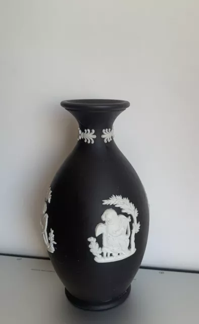 Vintage Wedgwood Black Jasperware Bud Vase Neoclassical, Collectable