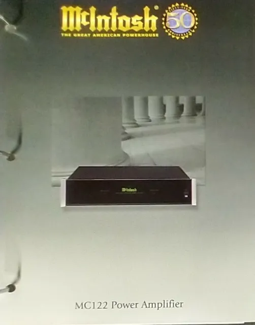 RARE McIntosh 1999 50TH ANNIVERSARY MC122  POWER AMPLIFIER 4 PAGE BROCHURE