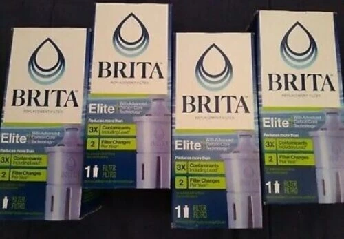 4 Pk Brita Elite Replacement Filters for Brita Pitchers Dispensers 6 Months Each