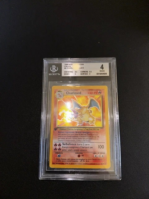 CARTA POKEMON CHARIZARD Set Base Bgs 4 1ª Prima Edizione Holo 4/102 ITA ...
