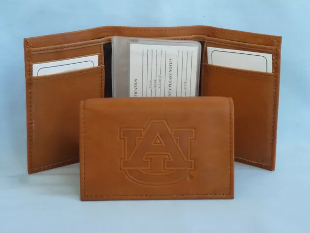 AUBURN TIGERS   Leather TriFold Wallet    NEW    brown 2