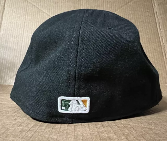 A’s MLB OFFICIAL NEW ERA 59FIFTY AUTHENTIC COLLECTION Baseball Cap  BLACK  7-1/2 3