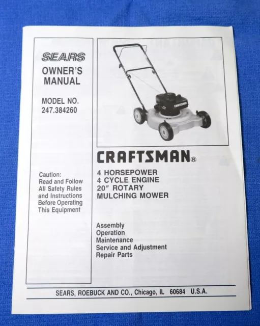 SEARS 944.367161 EZ3 Walk Behind Lawnmower Operator s Manual 26.95 PicClick