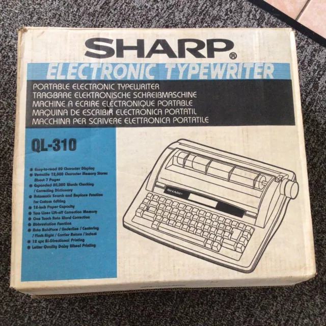 Vintage SHARP QL-310 Electronic Electric Portable Typewriter -Boxed - PARTS