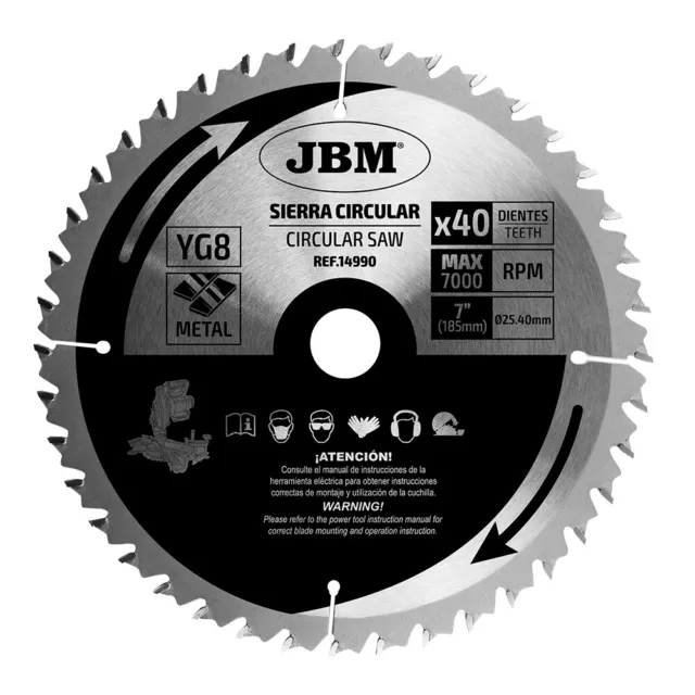 Jbm 14990 Hoja De Sierra Circular 40T 185Mm Para Metal Para Ref. 60022