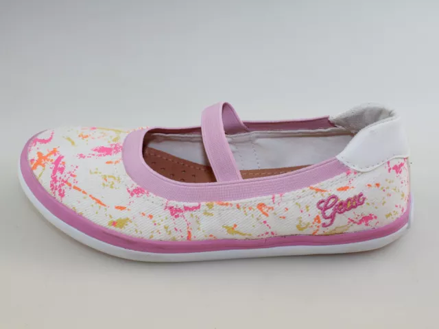 chaussures fille GEOX 31 EU ballerines blanc toile rose DF425