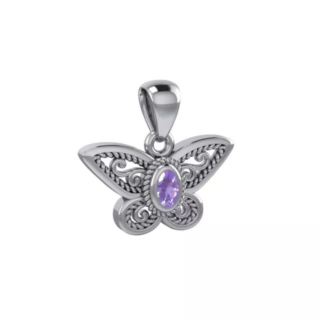 Papillon 925 Pendentif Argent Massif Gemme Peter Stone Spirit Fin Bijoux