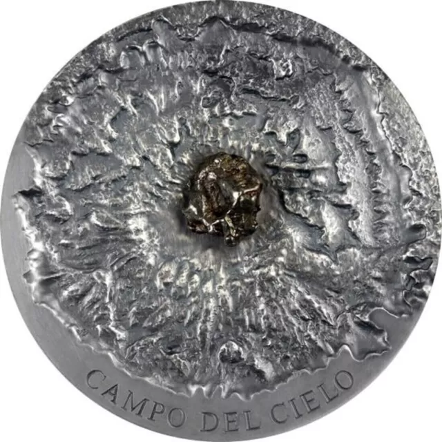 CAMPO DEL CIELO Meteorite Art 5 Oz Silver Coin 5000 Francs Chad 2018