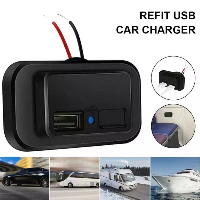 Dual USB Car Charger Socket For Motorcycle Truck Boat Universal Car A7S7 E1 Z5D7 2