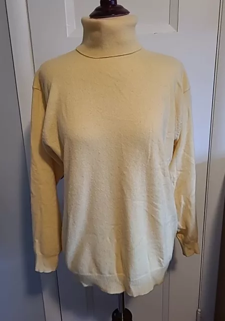 Vintage Lord & Taylor 100% Cashmere Yellow Turtleneck Sweater Women's Sz L L/S