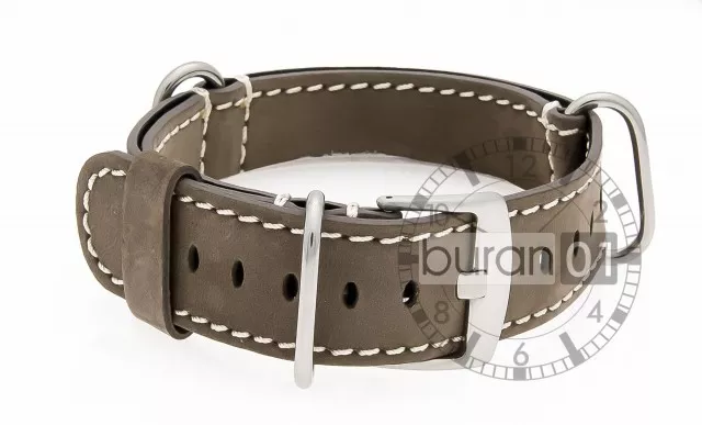 uhrenarmbänder-militär Correa Ajustable Cuero natural - Marrón/blanco 18mm