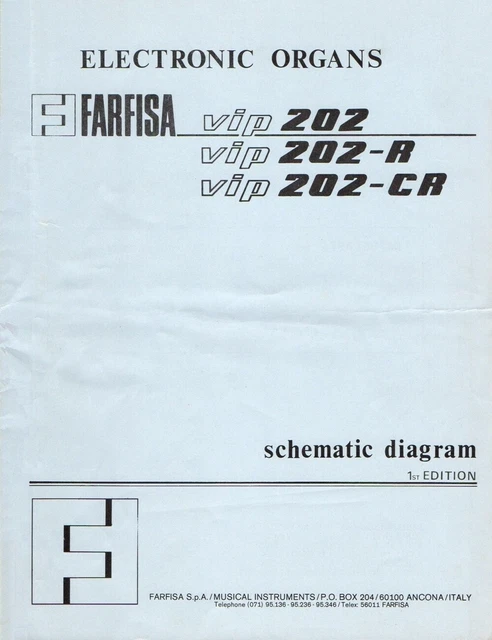 FARFISA VIP202 R Service Manual Schematic Diagrams Schema Schaltplan