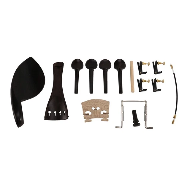 4/4 Ebony  Parts Tailpiece Pegs Chinrest  Bridge Set C2H3