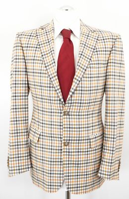 DAKS Signature Sakko Blazer Gr.28 grün kariert Einreiher 2-Knopf Schurwolle C285 