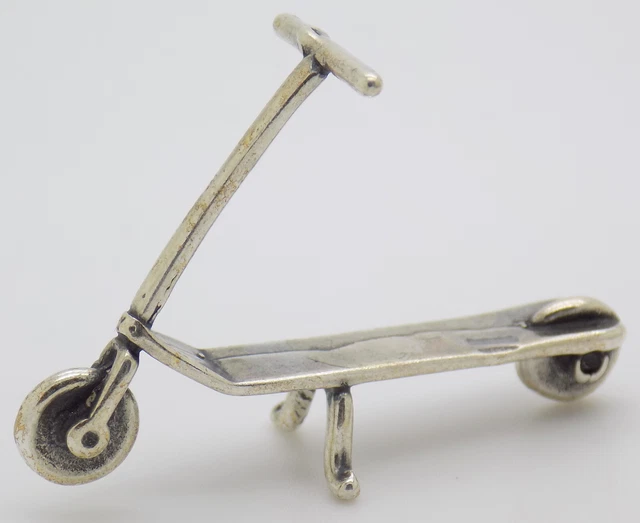 Vintage Italian Handmade Genuine Silver Child Scooter Dollhouse Miniature