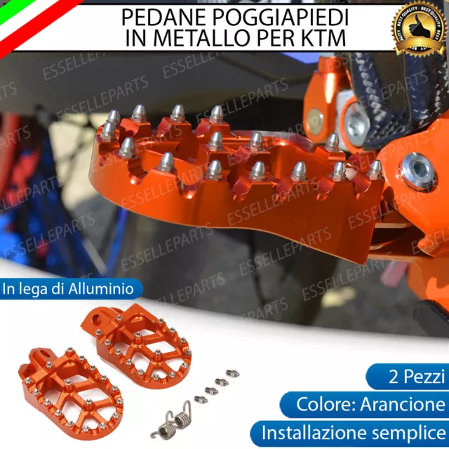 Coppia Pedane Poggiapiedi Maggiorate Arancione Per Ktm 	Exc 125-200-250