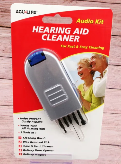 Acu-Life Hearing Aid Cleaner Audio Kit 5 Tools in 1 Health Enterprises NEW