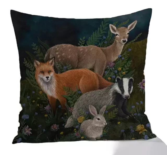 Fox Deer Badger Bunny Lodge Hunting Lake Throw Pillow Cover Holiday Home Decor