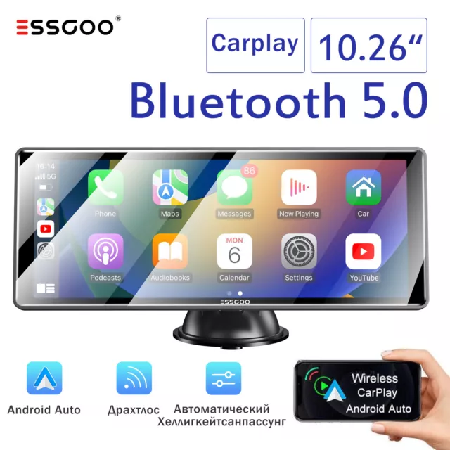 Radio de coche portátil de 10,26" radio Apple Carplay Bluetooth control por voz Airplay