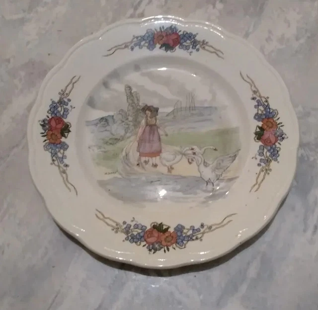 Assiette à dessert Obernai Sarreguemines H Loux 4 Fleurs