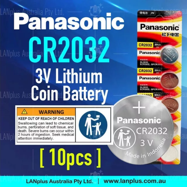 10x Panasonic CR2032 3V Lithium Coin Cell Button battery DL2032 ECR2023 GPCR2032