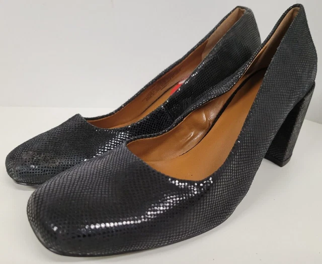 Halston Black Lizard Leather Whitney Pumps Women's Dress Shoes Size 6M