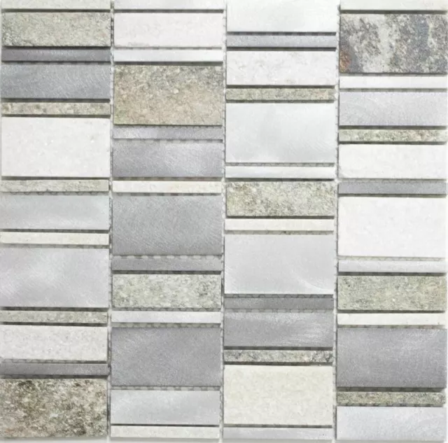 Mosaïque Quartzite / Aluminium Mélange Miroir Cuisine Mur 49-505 10 Mosaikmatten