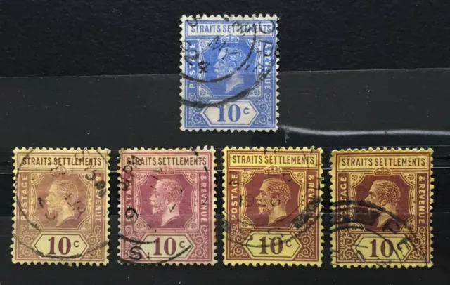 MALAYA Straits Settlements 1921-33 KGV 10c USED Varieties MSCA SG#2330-231 M3800